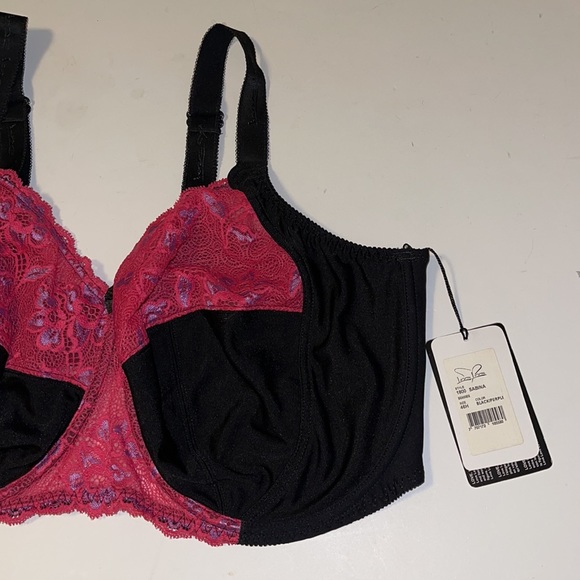 🆕 Love Love “Sabina” Black and Pink Underwire Bra - Size 46H / H46 - Picture 6 of 9